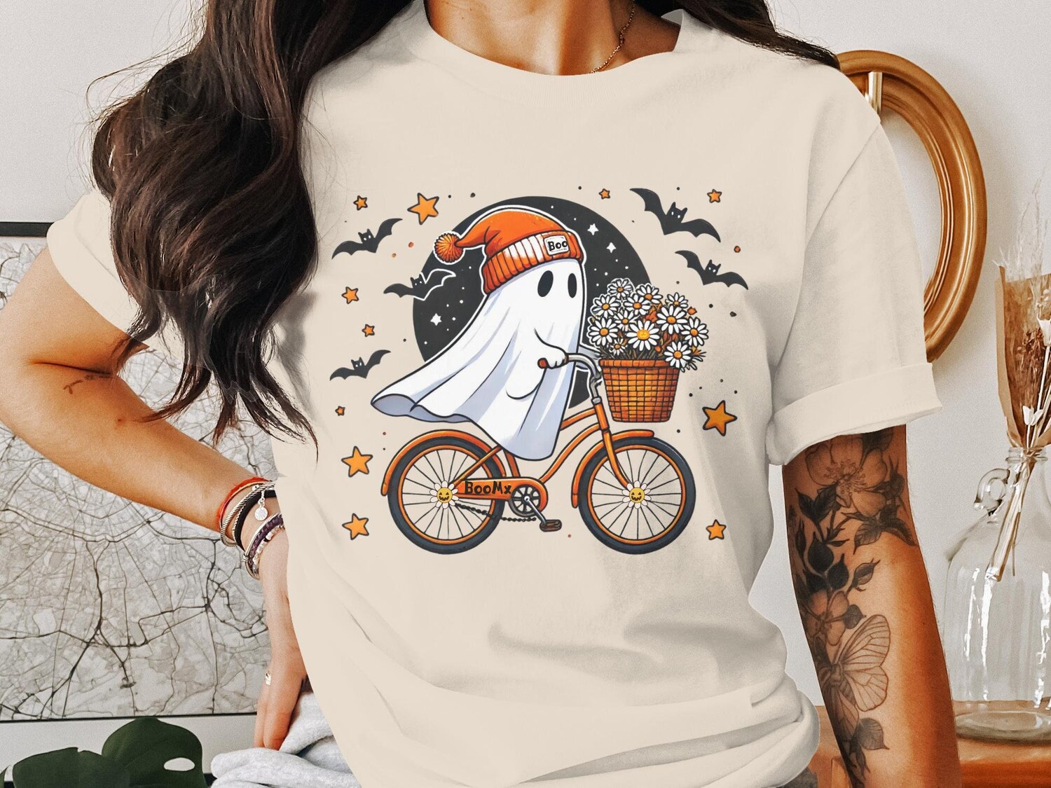 Women's Cute Halloween Ghost Shirt - Spooky Fall Retro Tee - Gift for Halloween Season image 0