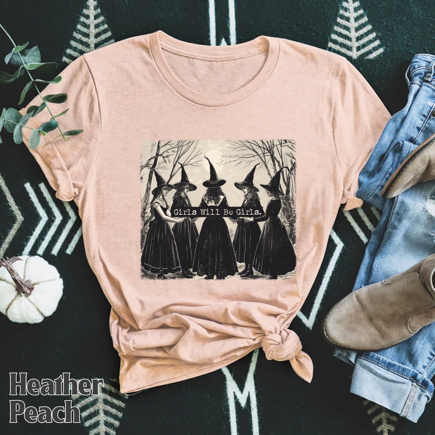 Girls Will Be Girls Witch Shirt - Funny Halloween Women Shirt - Witchy Vibes Vintage Tee image 3