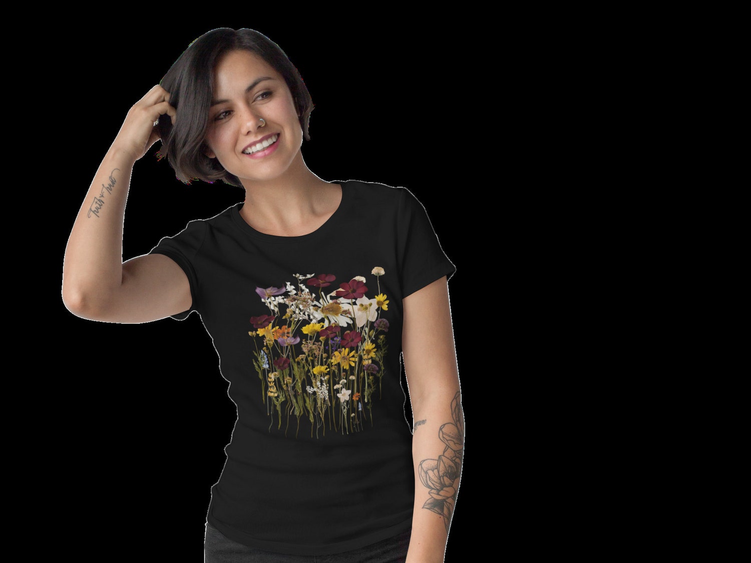 Floral Graphic Tee for Women Aesthetic Flower Shirt Wildflower T-Shirt Gift for Her image 5