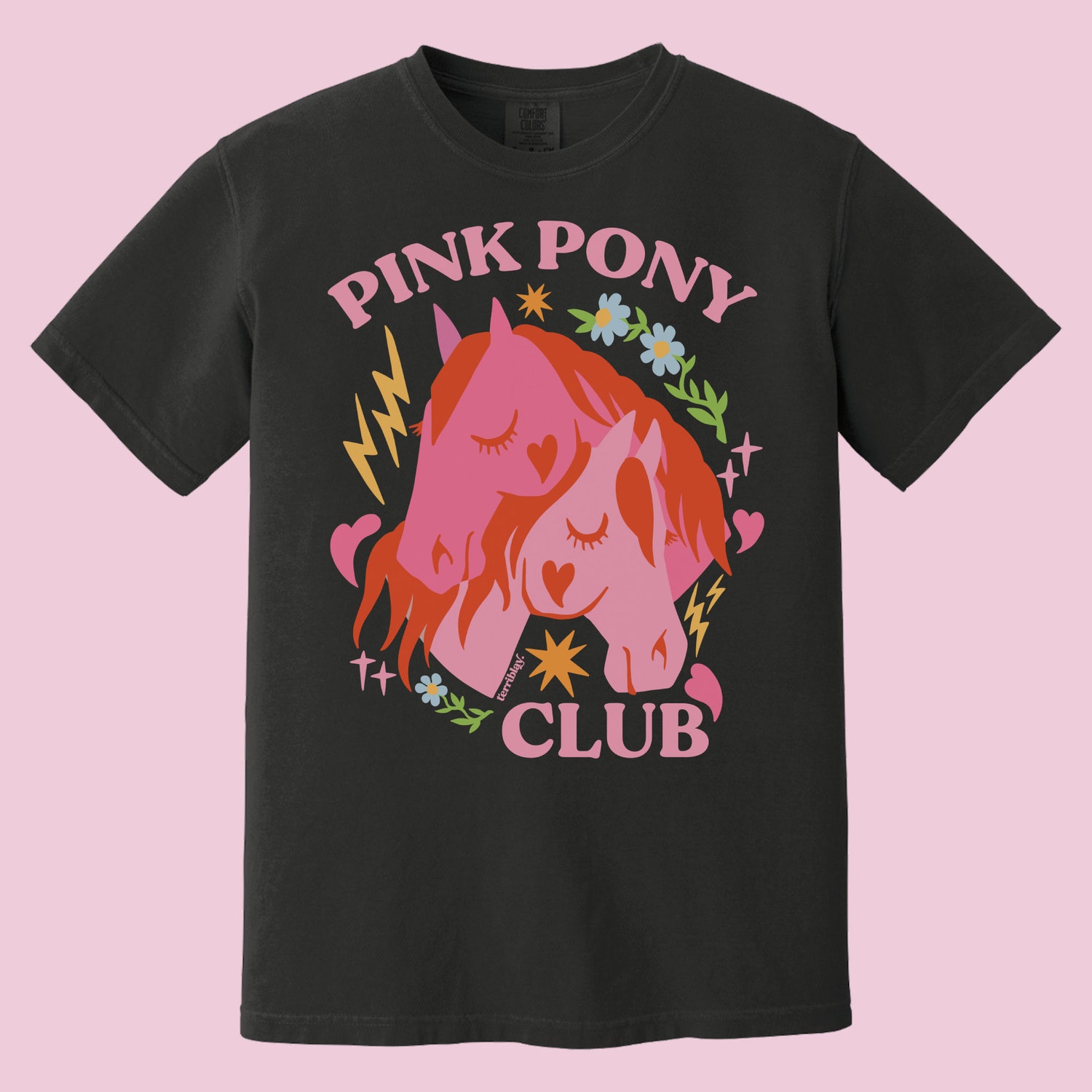 Pink Pony Club Pride T-Shirt Cute Lesbian Graphic Tee Plus Size Midwest Gay image 2