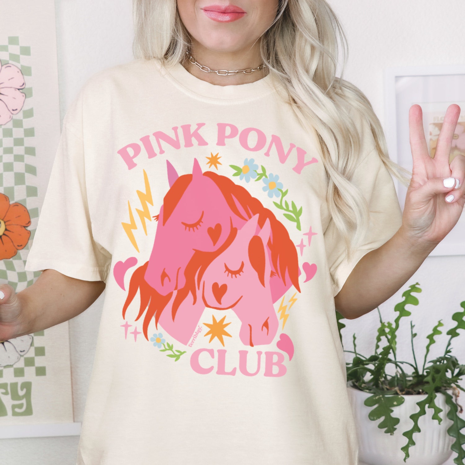 Pink Pony Club Pride T-Shirt Cute Lesbian Graphic Tee Plus Size Midwest Gay image 5