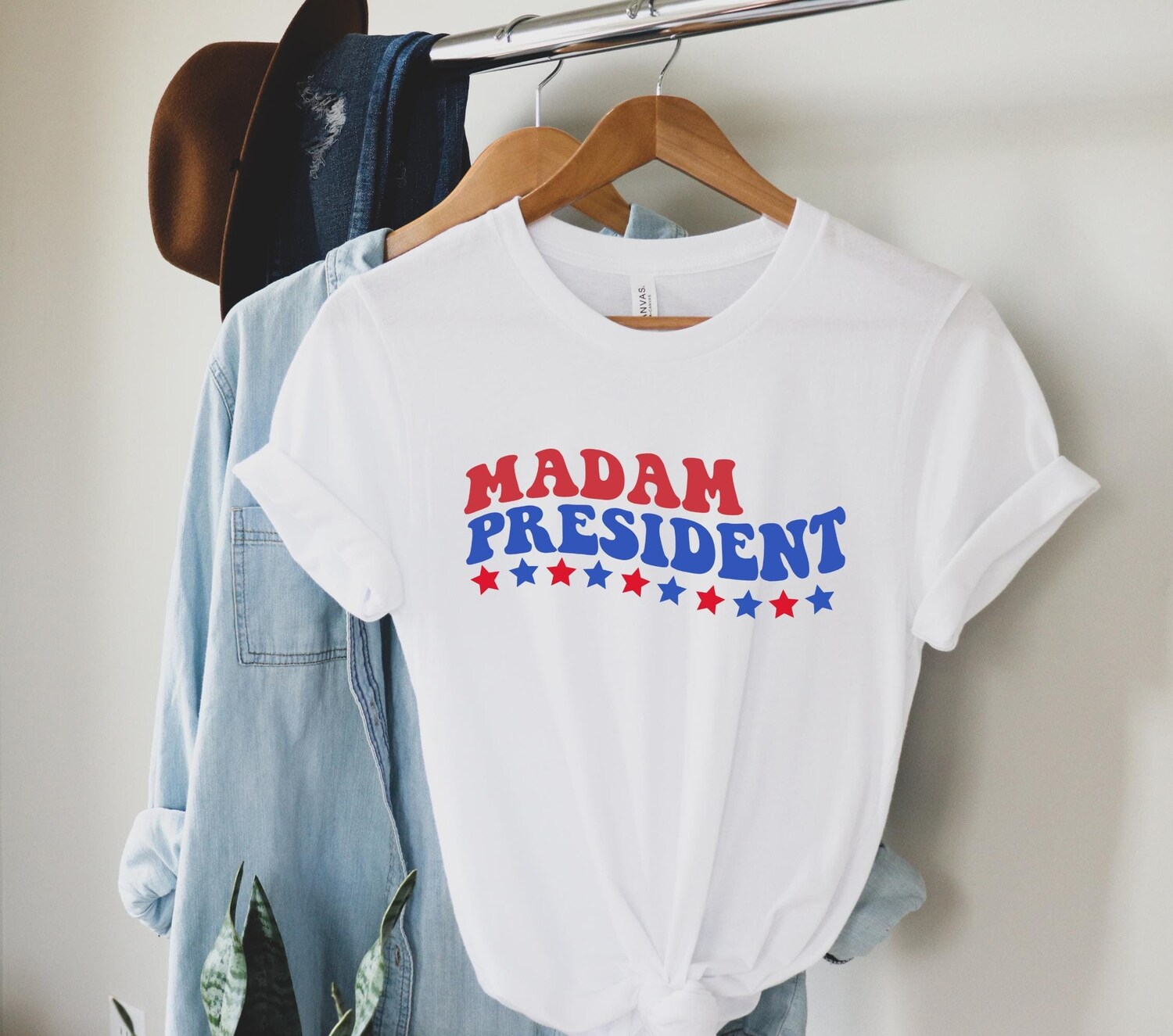 Kamala Harris Election 2024 Shirt Wavy Madam President Tee Political Rally T-Shirt image 1