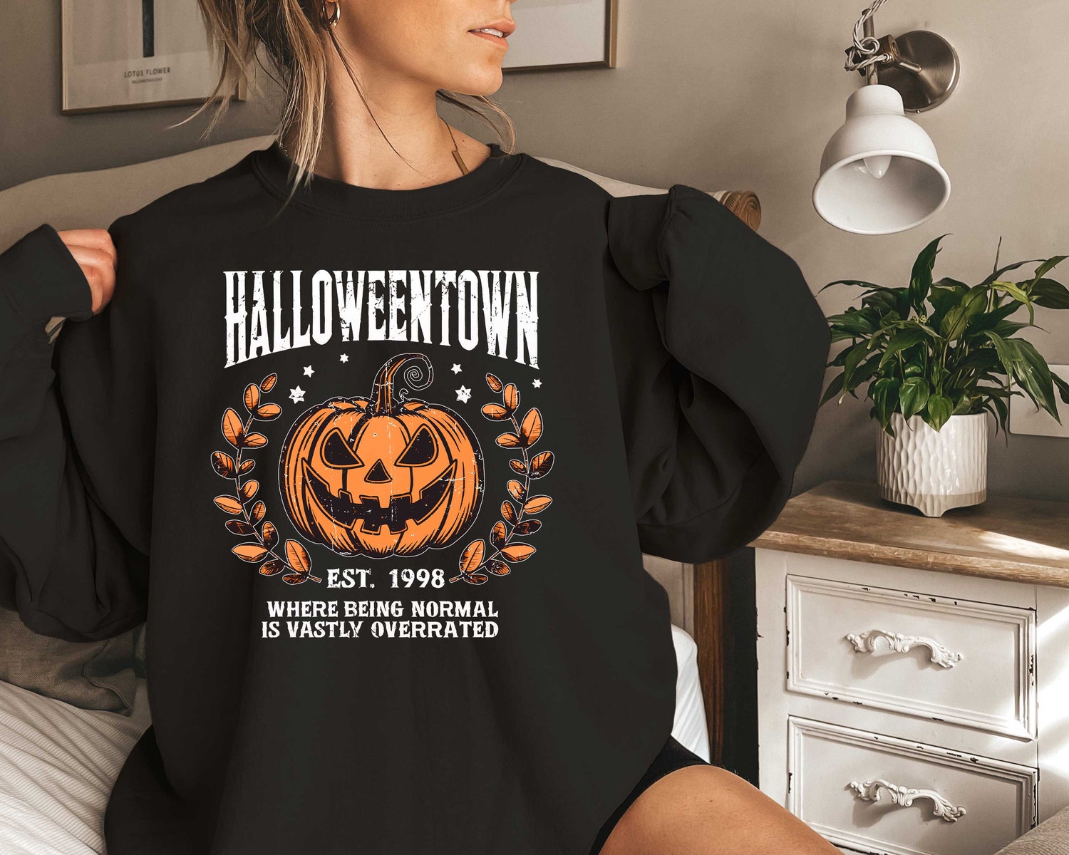 Halloweentown Sweatshirt | Halloween Town Est 1998 | Fall Pumpkin Shirt | Women's Halloween Top image 0