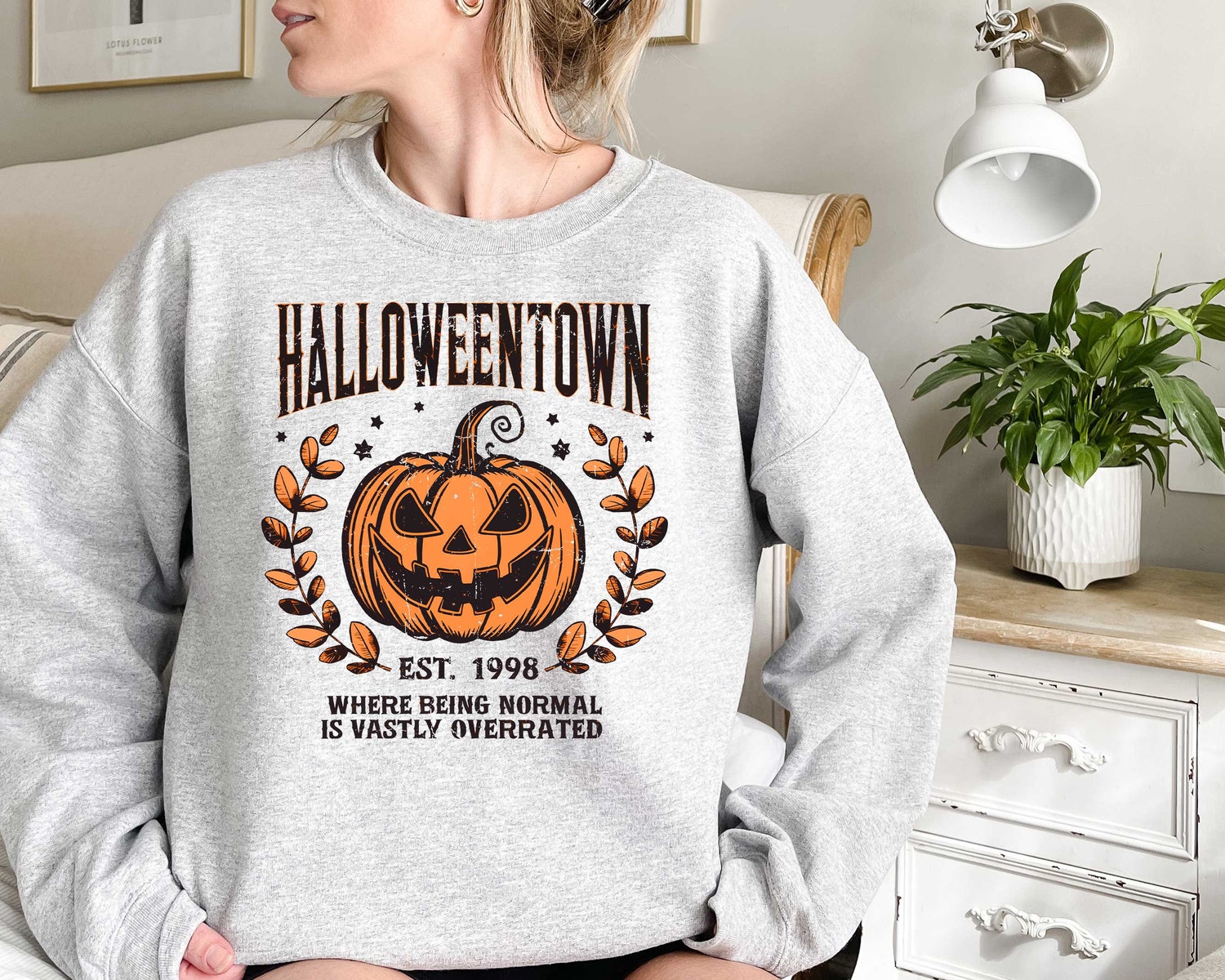 Halloweentown Sweatshirt | Halloween Town Est 1998 | Fall Pumpkin Shirt | Women's Halloween Top image 2