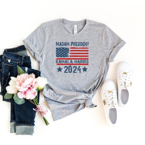 Kamala Harris 2024 President Shirt - Democrat Rally Tee with USA Flag - Election 2024 Shirt image 0