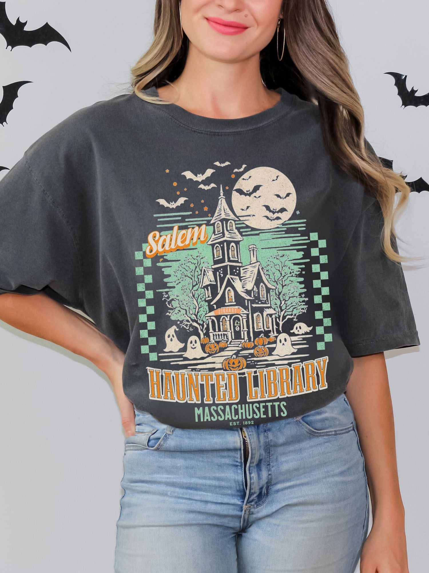 Bookish Halloween Shirt Haunted Library Tee Comfort Colors Tshirt Book Lover Gift Spooky Fall Apparel image 5