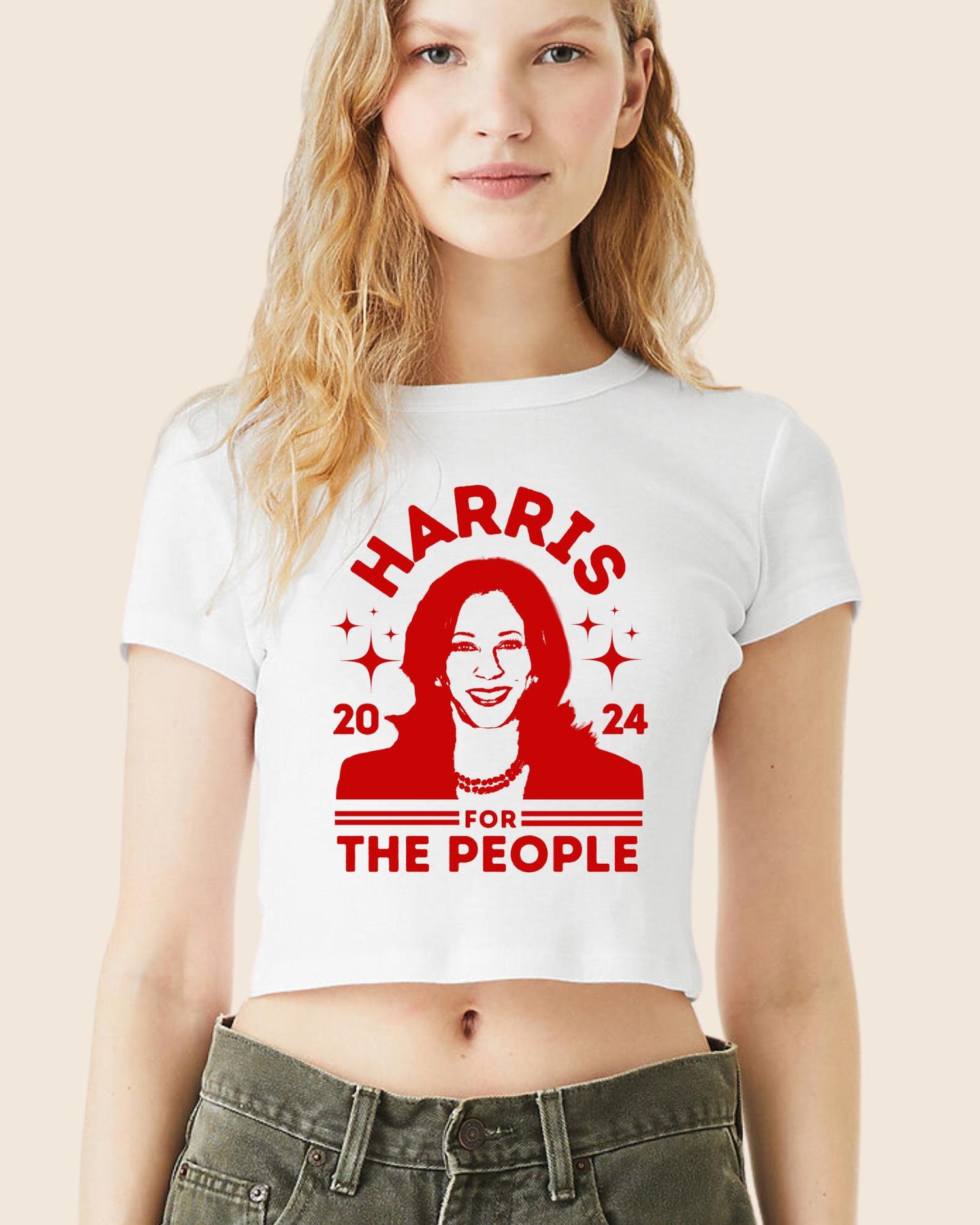 Kamala Harris 2024 Women's Crop Top Ladies Baby Tee Election Shirt For The People Tshirt image 1