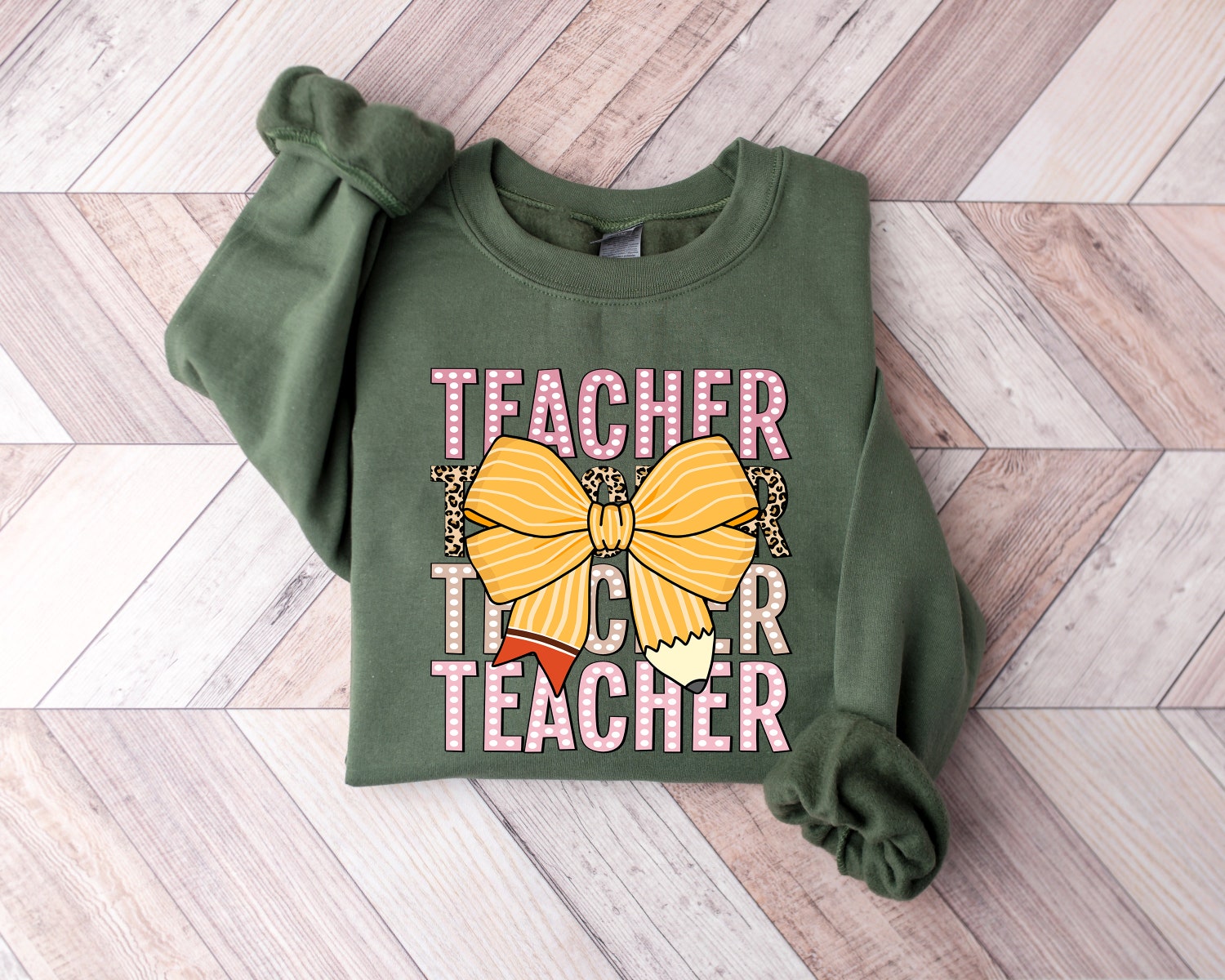 Pink Coquette Teacher Shirt Back to School Leopard Sweatshirt Teacher Appreciation Gift image 3