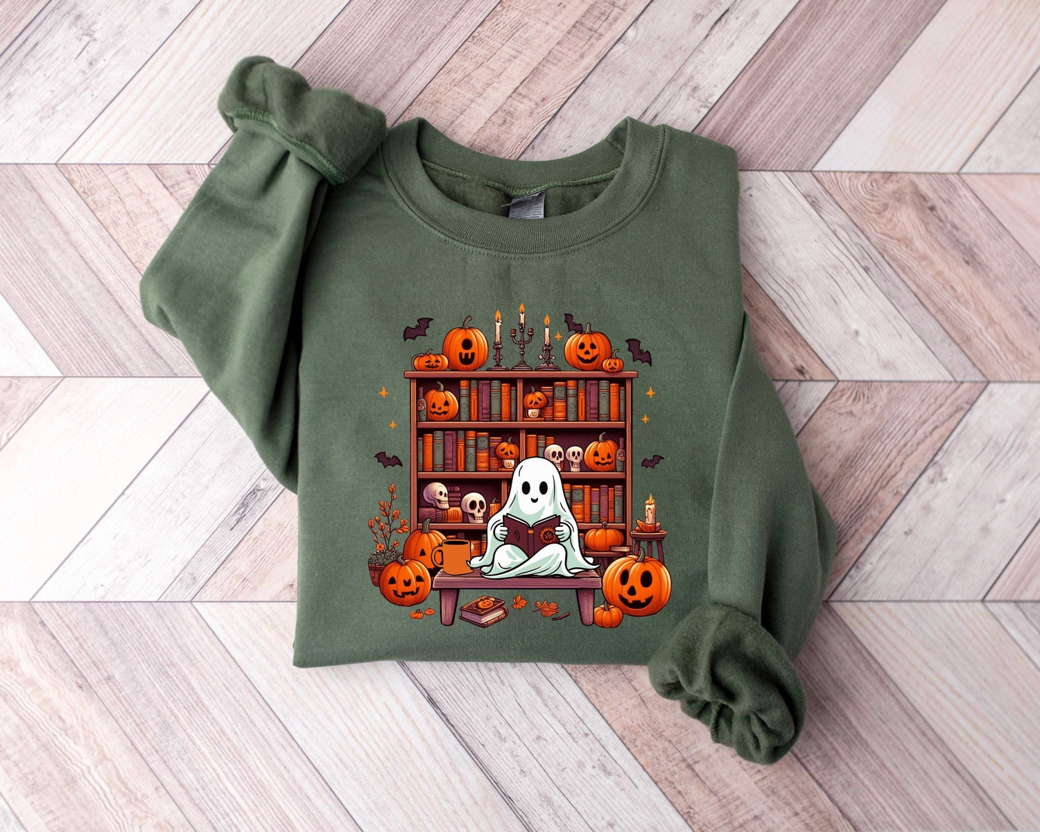 Ghost Book Reader Sweatshirt - Book Lover Gift - Reading Enthusiast Tee - Boo Literature Shirt image 1