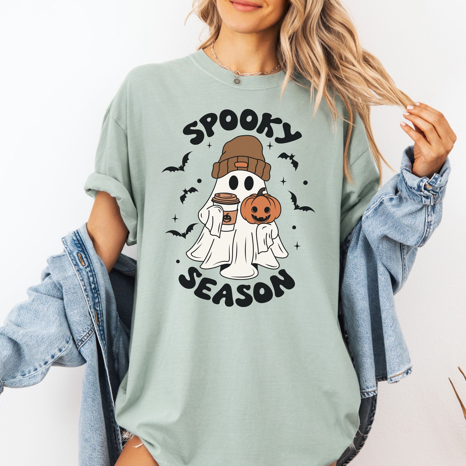 Halloween Shirt - Ghost Coffee Fall Pumpkin Spice Latte Cute Spooky Season Tee image 6