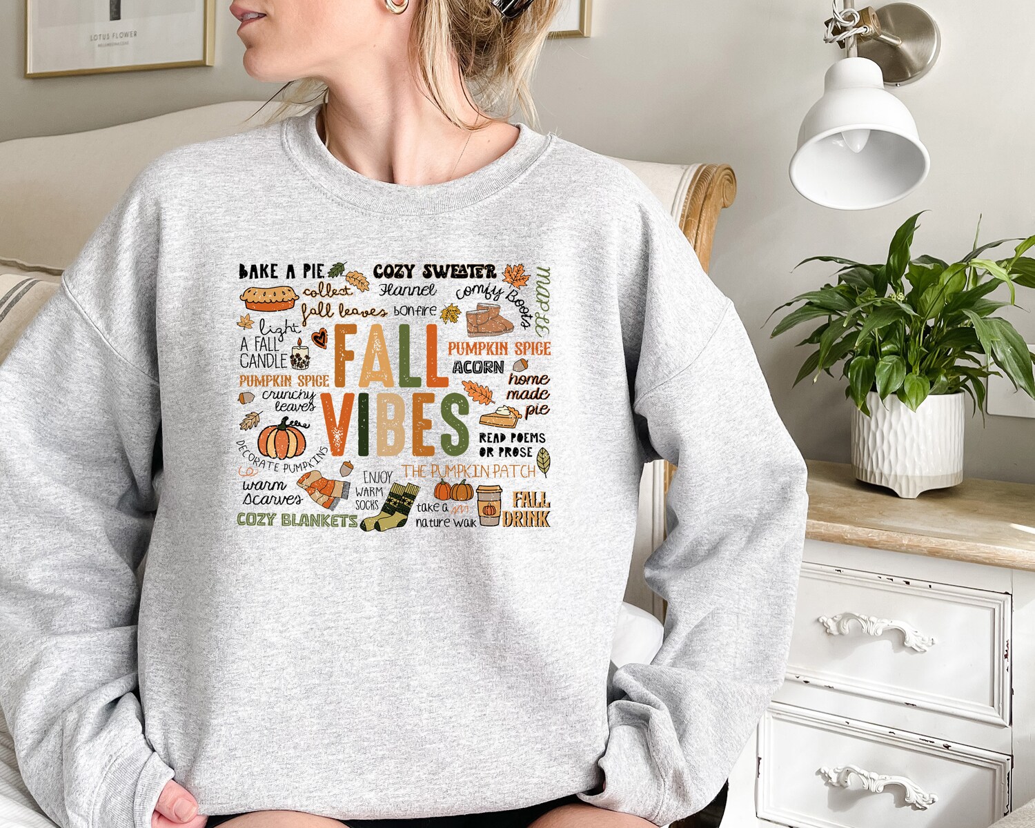 Cozy Fall Vibes Sweatshirt | Pumpkin Autumn Shirt | Thanksgiving & Spooky Season Top image 2