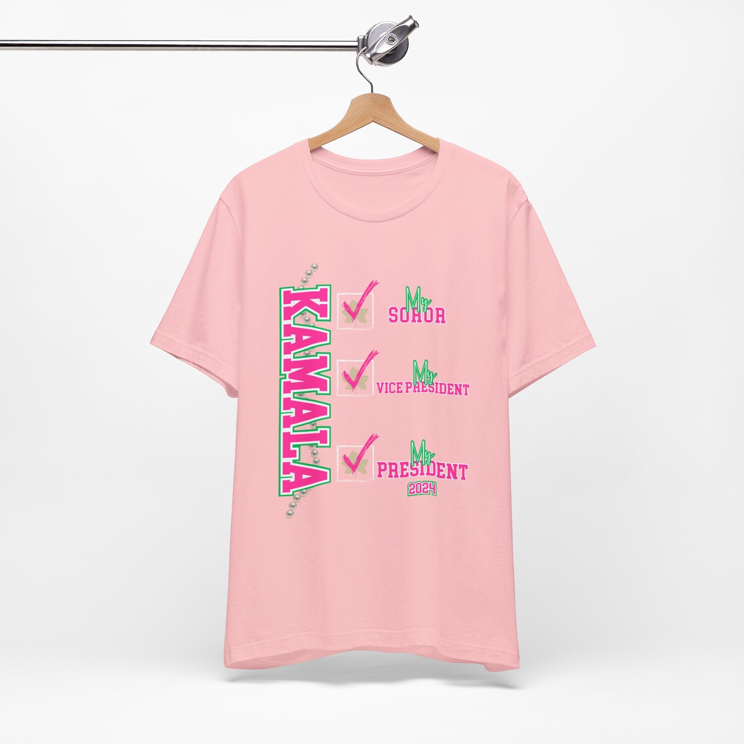 Kamala Harris 2024 President Shirt | Pink Green AKA Soror | Kamala My Soror My President Tee image 7