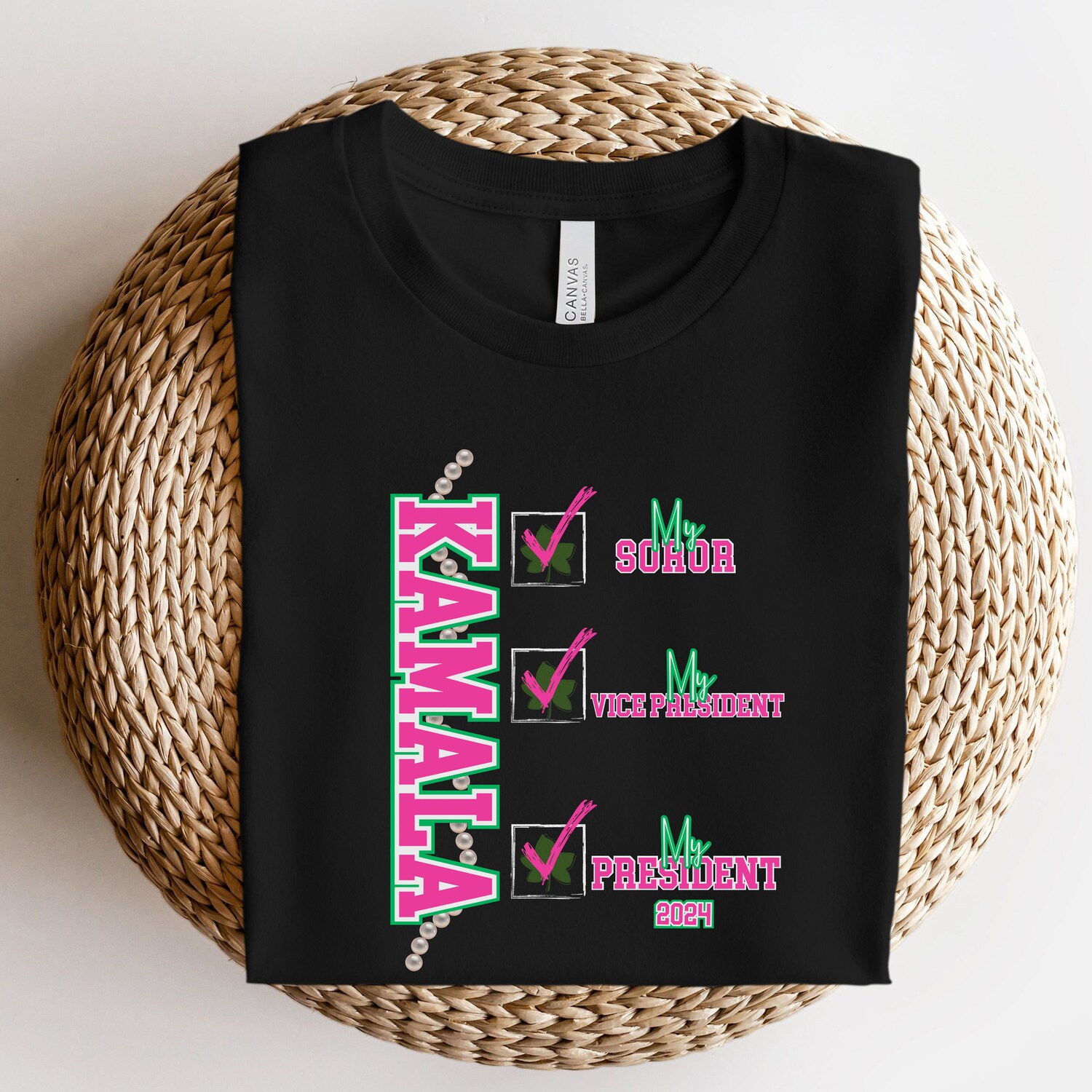 Kamala Harris 2024 President Shirt | Pink Green AKA Soror | Kamala My Soror My President Tee image 5