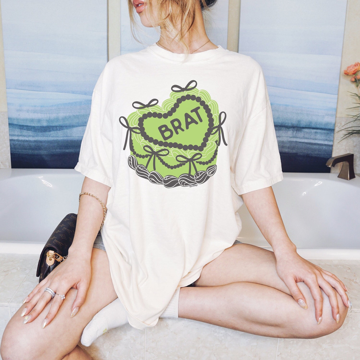 Cute Brat Green Cake T-Shirt Y2K Funny Retro Graphic Tee for Girls image 7