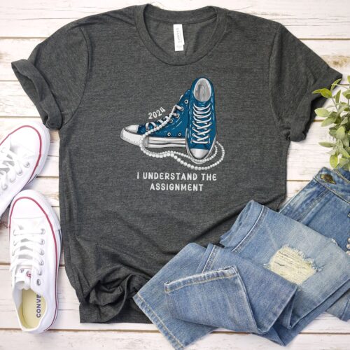 I Understand The Assignment Vote Blue Rally Shirt Kamala Harris Sneakers and Pearls Save Democracy Plus Size 2024 Activist Tshirt image 0