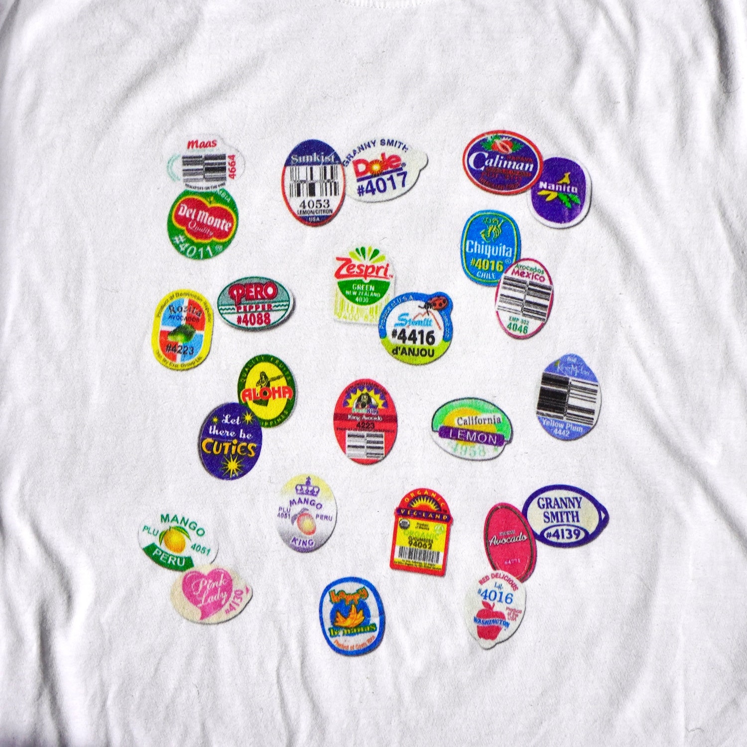 Summer Fruit Sticker Graphic Tee Trendy Casual T-shirt image 2