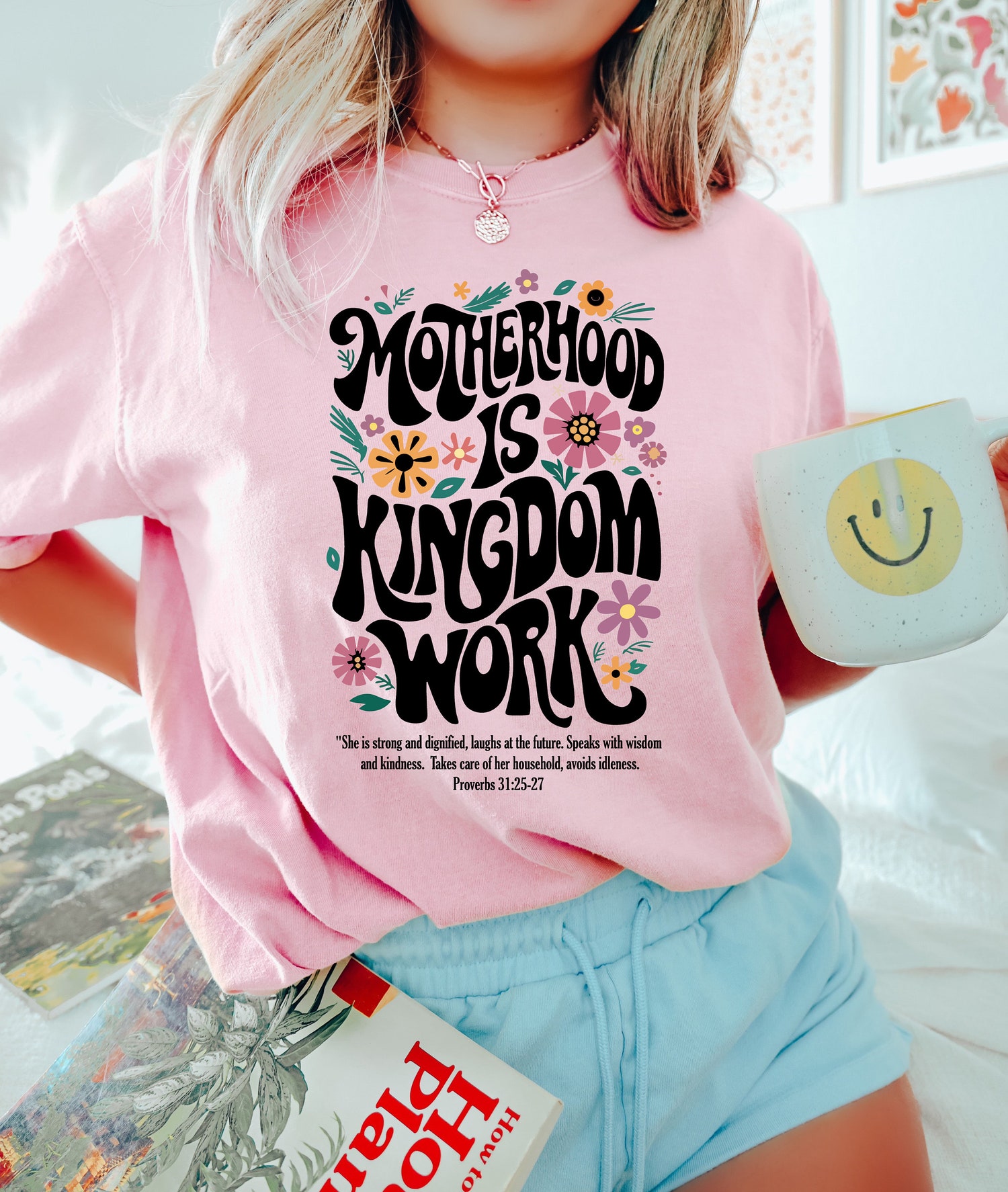 Christian Motherhood Shirt | Retro Christian Mom T-Shirt | Bible Verse Mothers Day Gift image 3