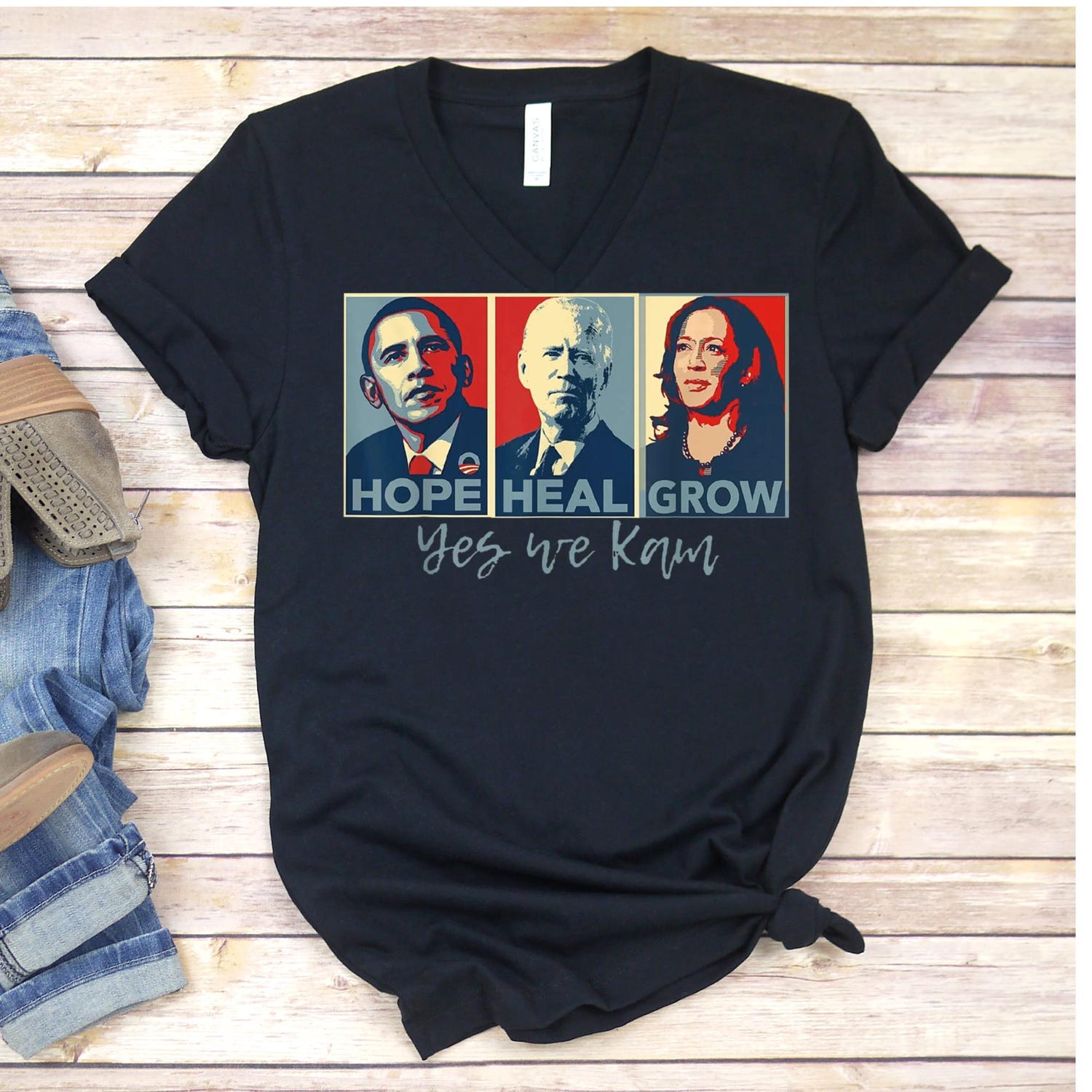 Kamala Harris 2024 Support Shirt - Hope Heal Grow - Feminist Political Women's Vote Tee image 1