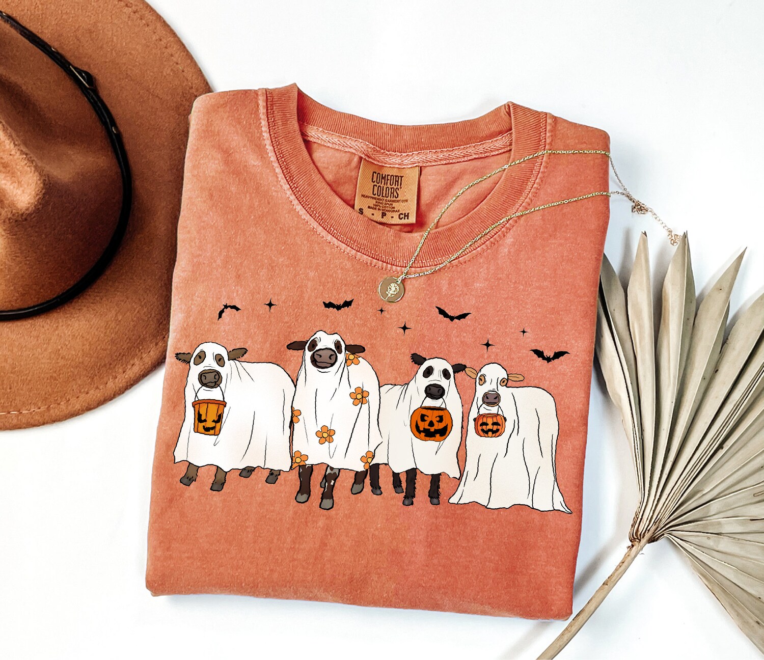 Ghost Cows Halloween Shirt - Cute Halloween Cow Lovers Gift image 1