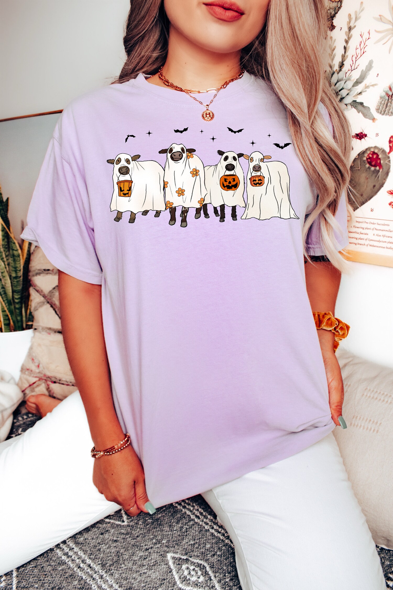 Ghost Cows Halloween Shirt - Cute Halloween Cow Lovers Gift image 6