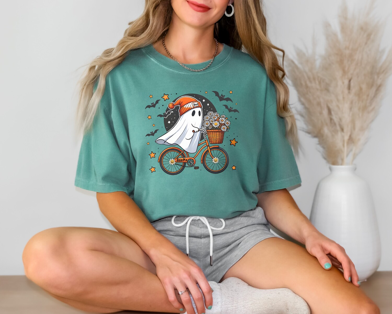 Halloween Ghost Shirt - Cute Fall Women's Tee for Spooky Season and Parties image 2