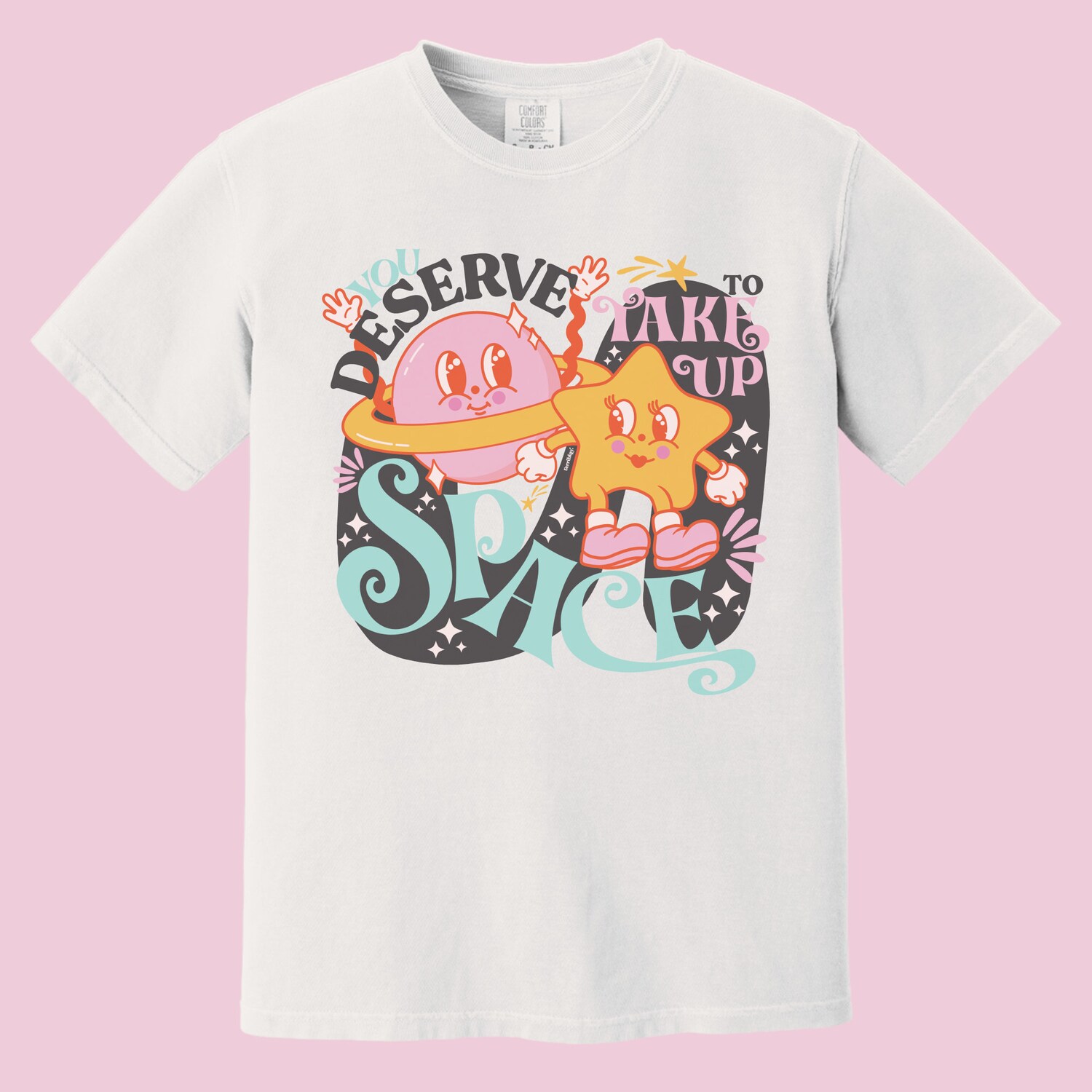 Retro Body Positivity Graphic Tee Plus Size Feminist Stars Planet image 3