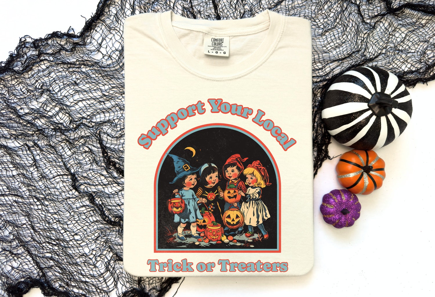 Vintage 90s Support Trick Or Treaters Shirt Retro Halloween Tee Spooky Season Gift image 1