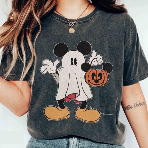 Retro Mickey Ghost Halloween Shirt | Spooky Season Tee | Mickey's Not So Scary Pumpkin Shirt image 0