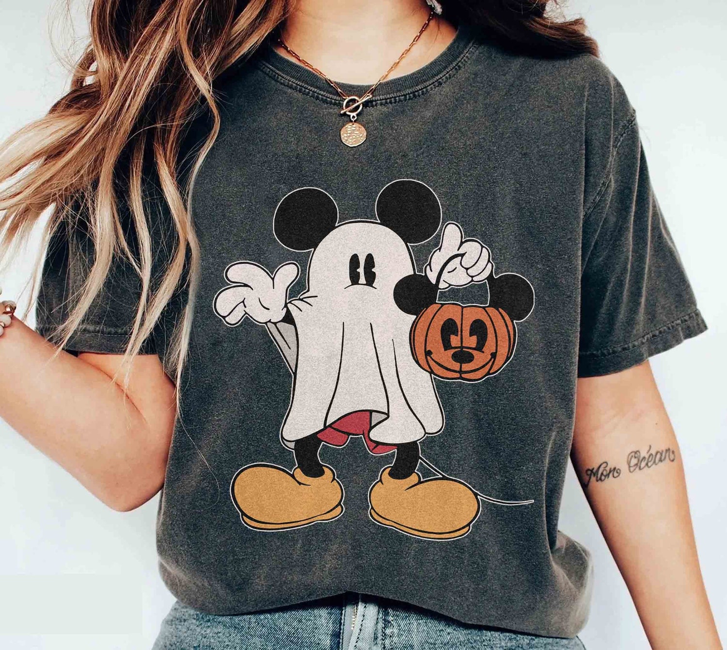 Retro Mickey Ghost Halloween Shirt | Spooky Season Tee | Mickey's Not So Scary Pumpkin Shirt image 0