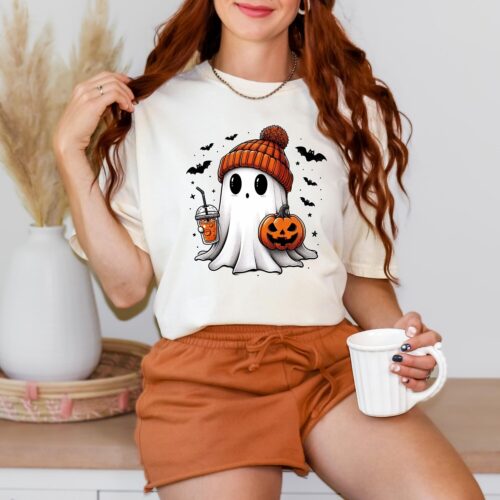 Halloween Ghost Shirt - Cute Women's Tee for Spooky Season and Trick or Treat image 0