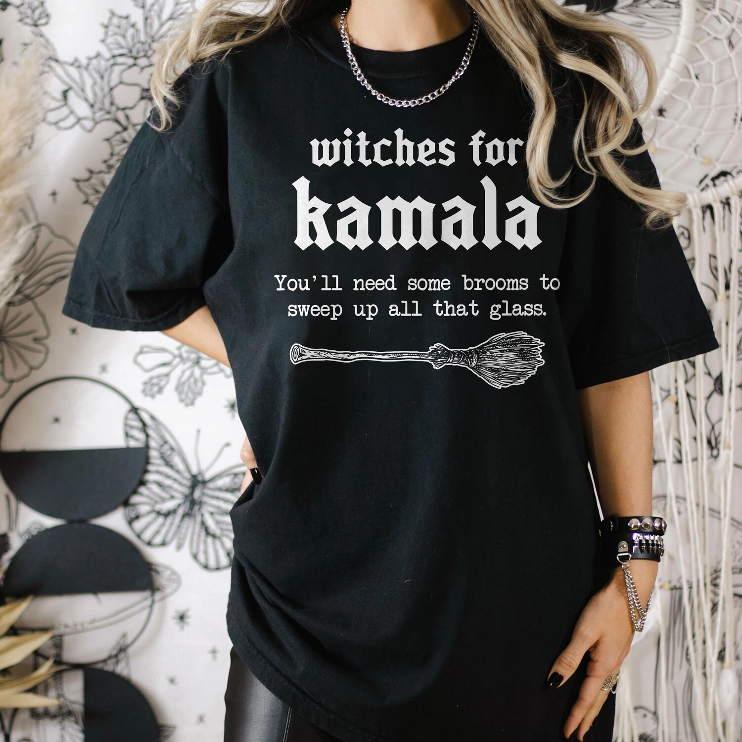 Kamala Harris Halloween Witch Shirt | Witches for Kamala 2024 Election Feminist Gothic Tee image 1