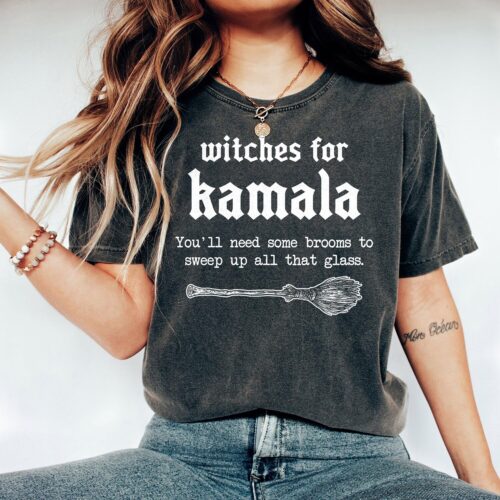 Kamala Harris Halloween Witch Shirt | Witches for Kamala 2024 Election Feminist Gothic Tee image 0