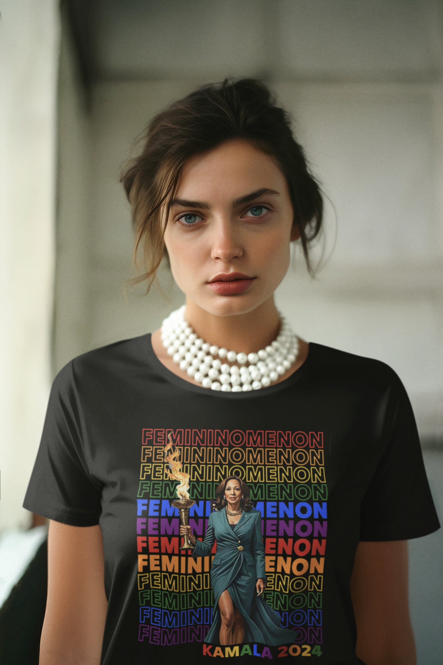 Kamala Rainbow Feminist Shirt | Femininomenon Kamala Shirt for Women | Kamala Girls Tee image 1