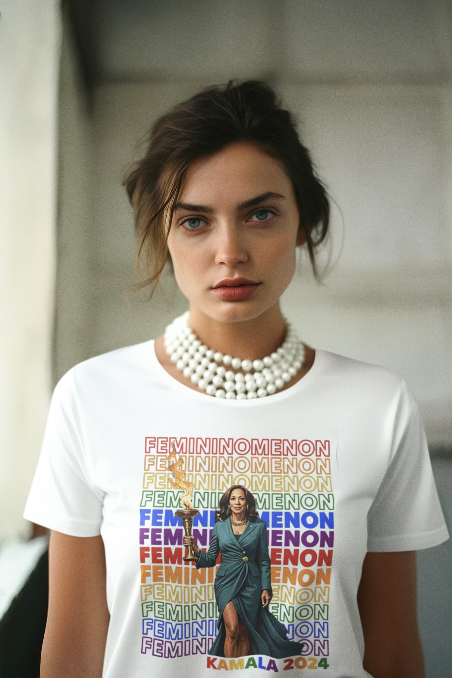 Kamala Rainbow Feminist Shirt | Femininomenon Kamala Shirt for Women | Kamala Girls Tee image 5