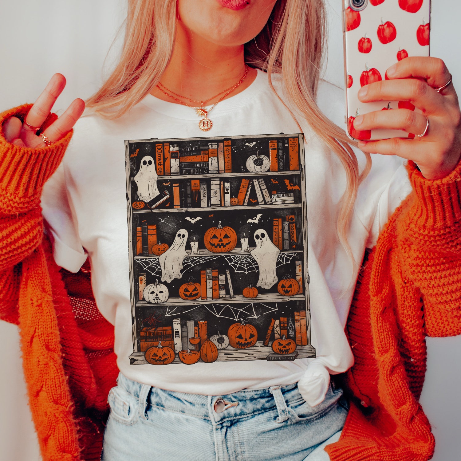 Halloween Library Ghost Books Shirt for Teachers and Book Lovers Halloween Reading Tee image 3