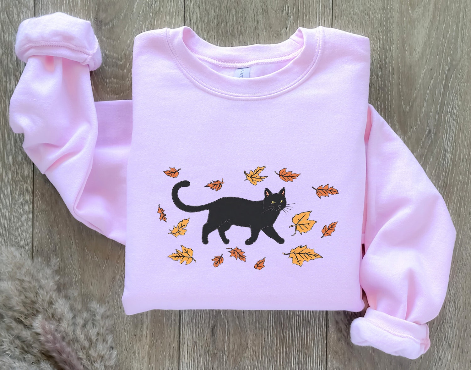 Black Cat Halloween Sweatshirt for Women Cozy Fall Pumpkin Shirt Cute Autumn Apparel image 3