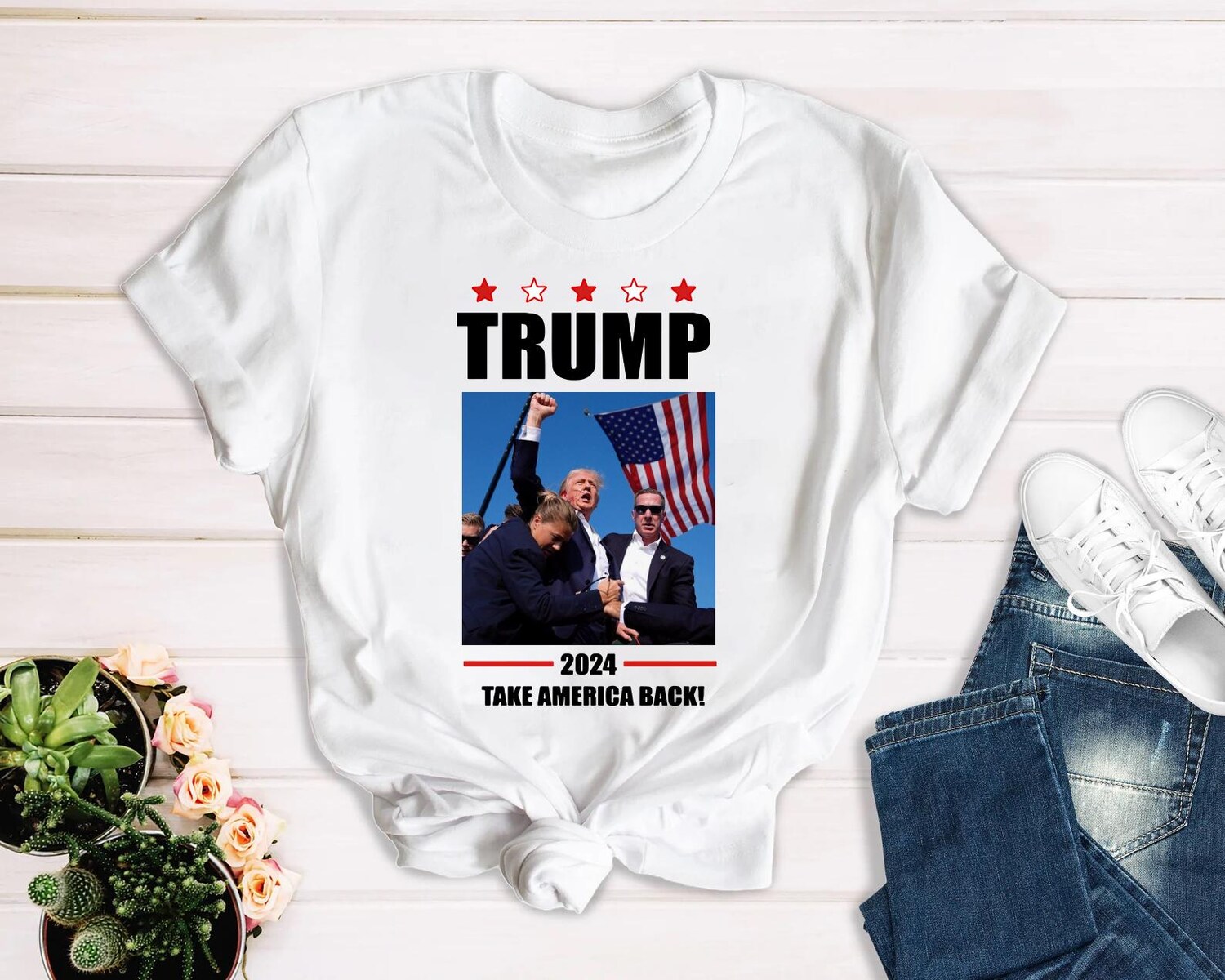 Trump 2024 Survivor T-Shirt | Republican Supporter Tee | Take America Back Shirt image 2