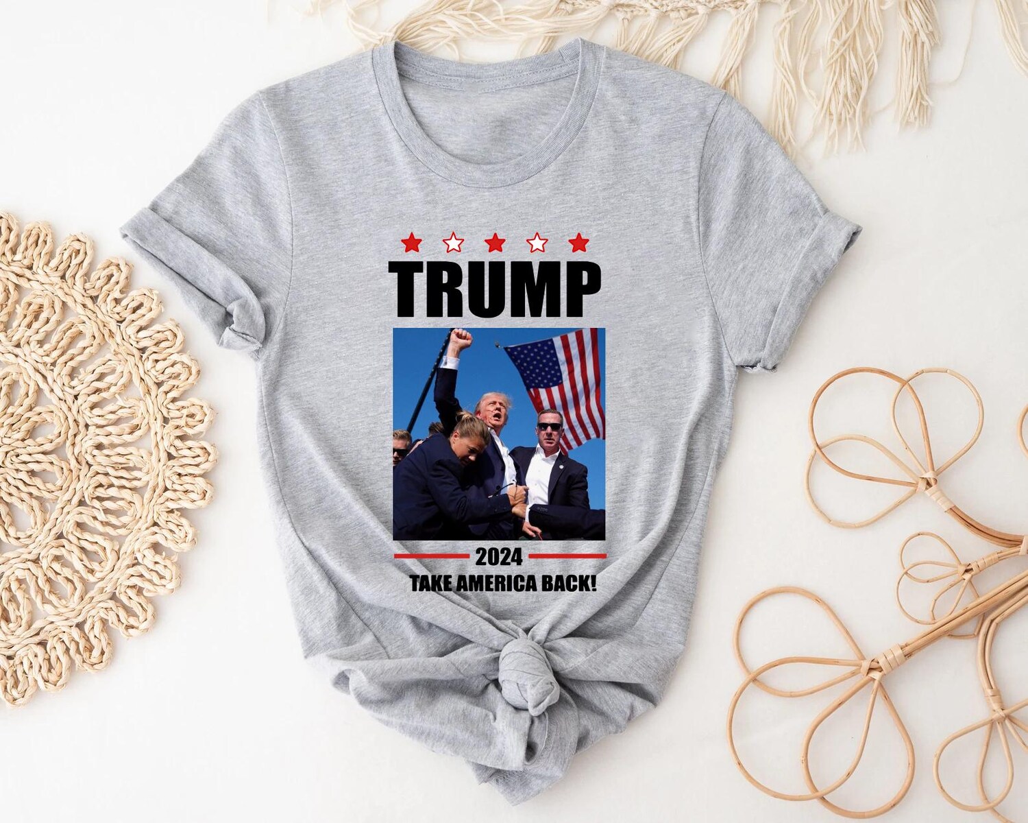 Trump 2024 Survivor T-Shirt | Republican Supporter Tee | Take America Back Shirt image 3