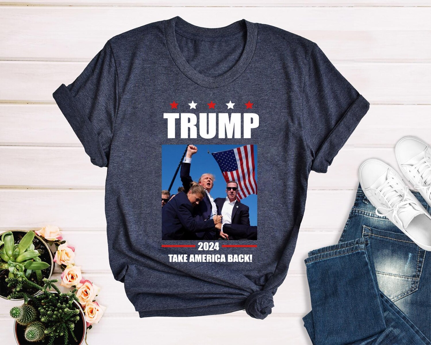 Trump 2024 Survivor T-Shirt | Republican Supporter Tee | Take America Back Shirt image 4