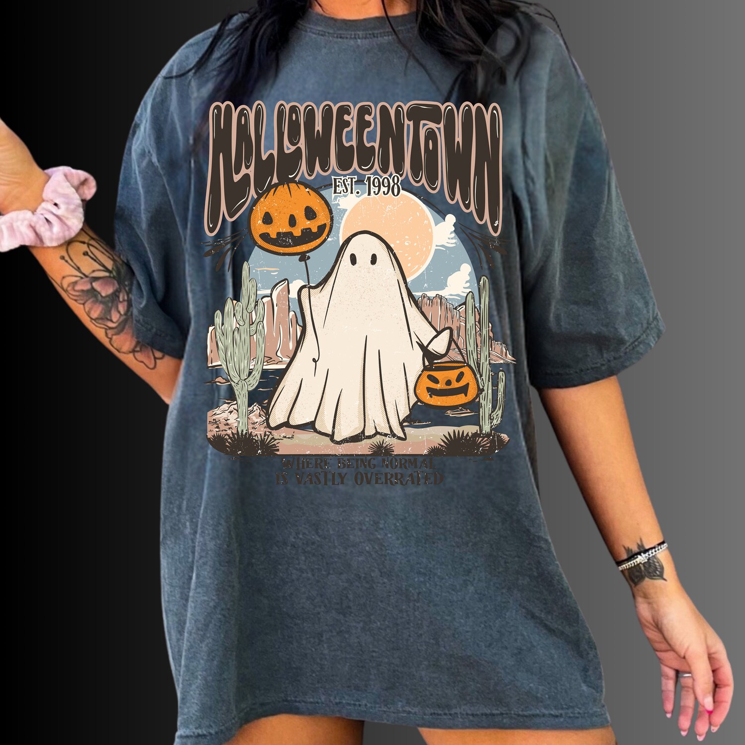 Halloween Ghost Sweatshirt 1998 Fall Spooky Season Shirt Cute Ghost Halloween Sweatshirt image 3