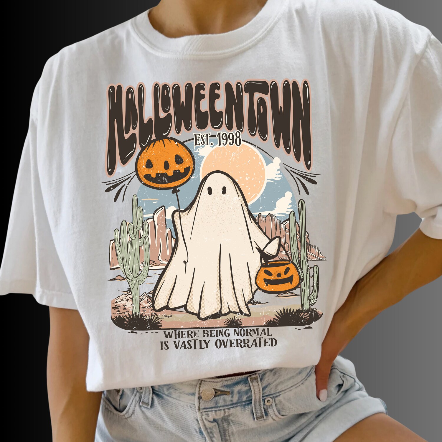 Halloween Ghost Sweatshirt 1998 Fall Spooky Season Shirt Cute Ghost Halloween Sweatshirt image 5