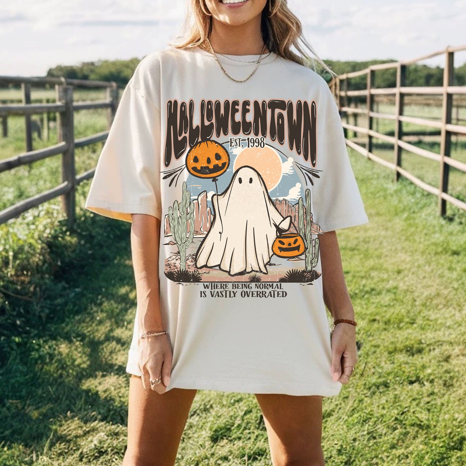 Halloween Ghost Sweatshirt 1998 Fall Spooky Season Shirt Cute Ghost Halloween Sweatshirt image 2