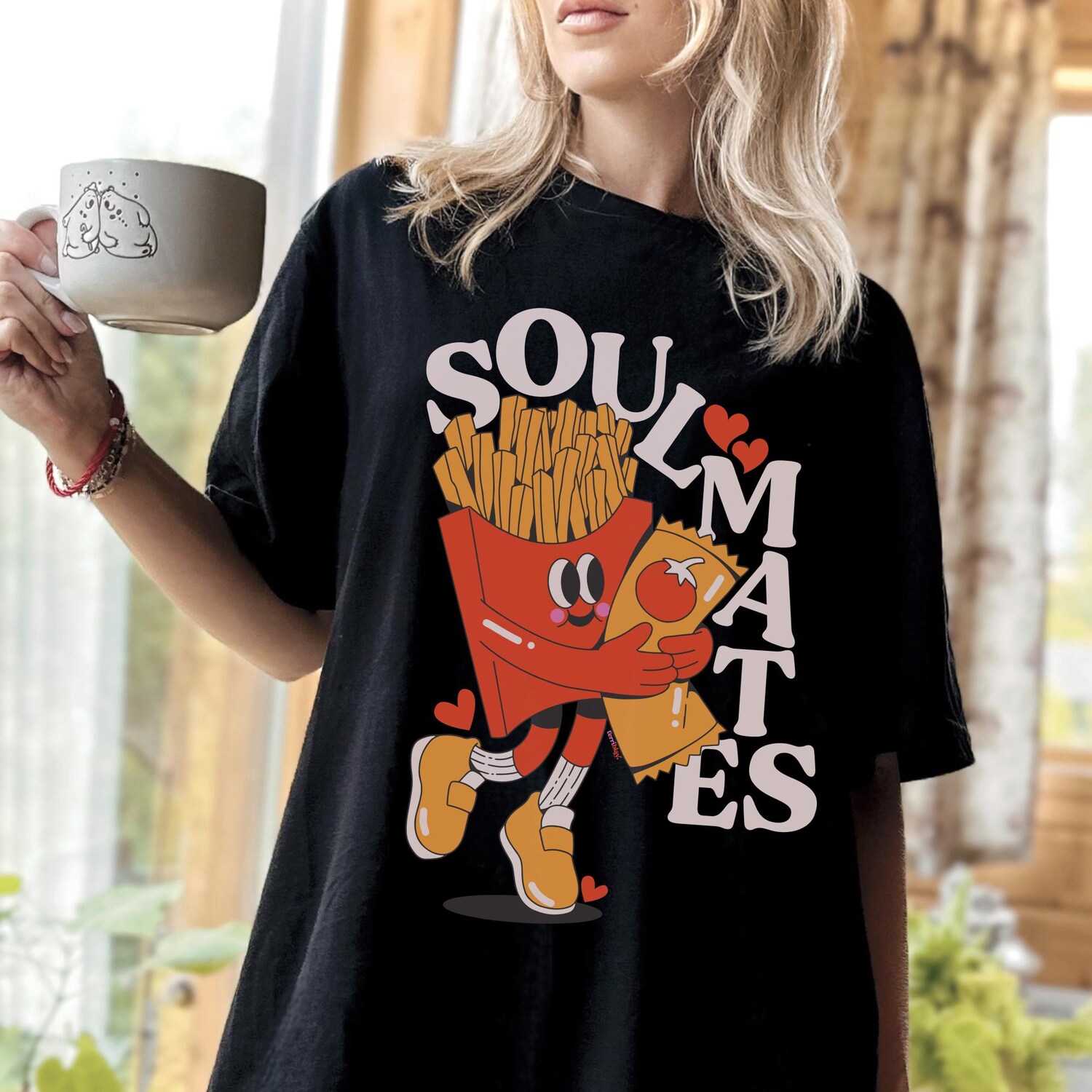 Soulmates Fries & Ketchup T-Shirt Cute Foodie Chef Gift Funny Pun Graphic Tee image 3