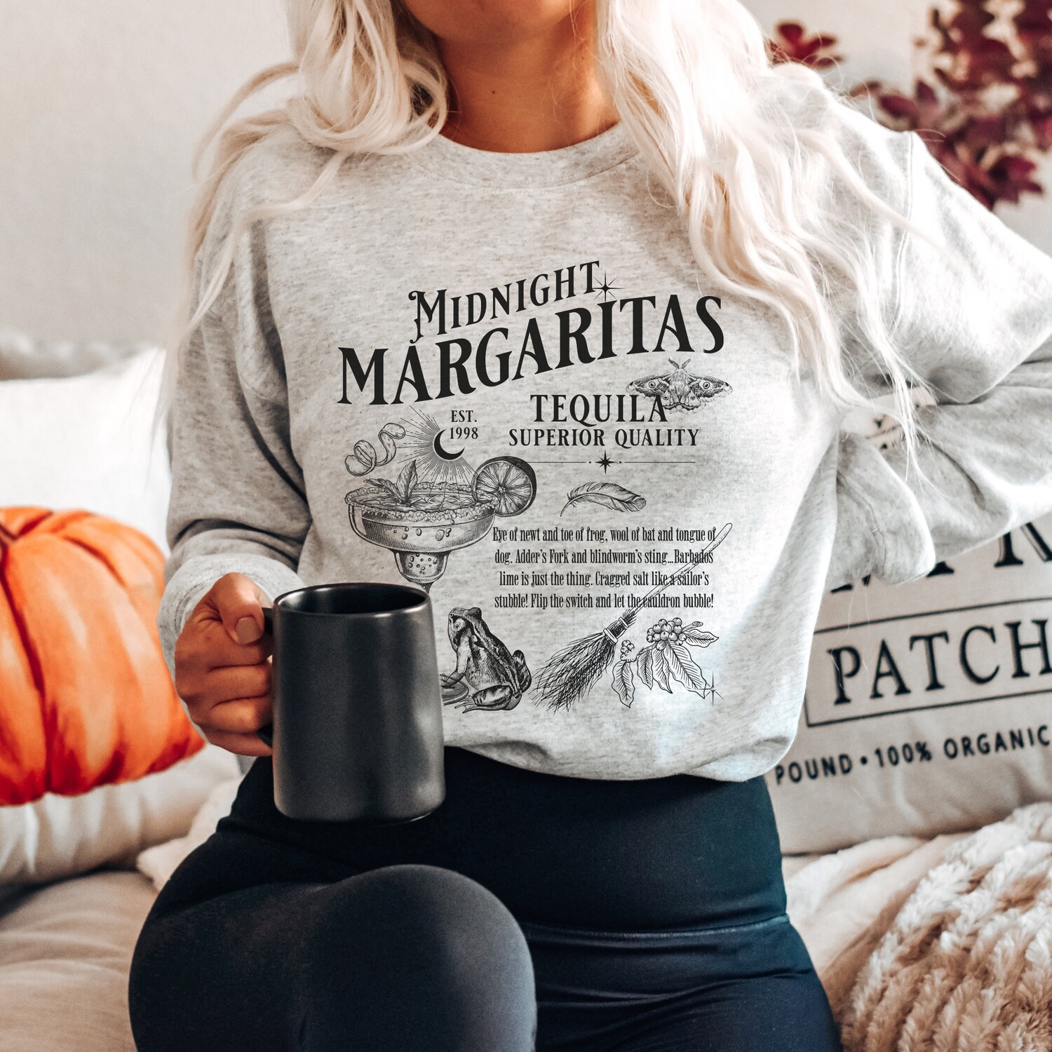 Midnight Margaritas Halloween Sweatshirt | Witches Crewneck | Trendy Spooky Season Gift image 5