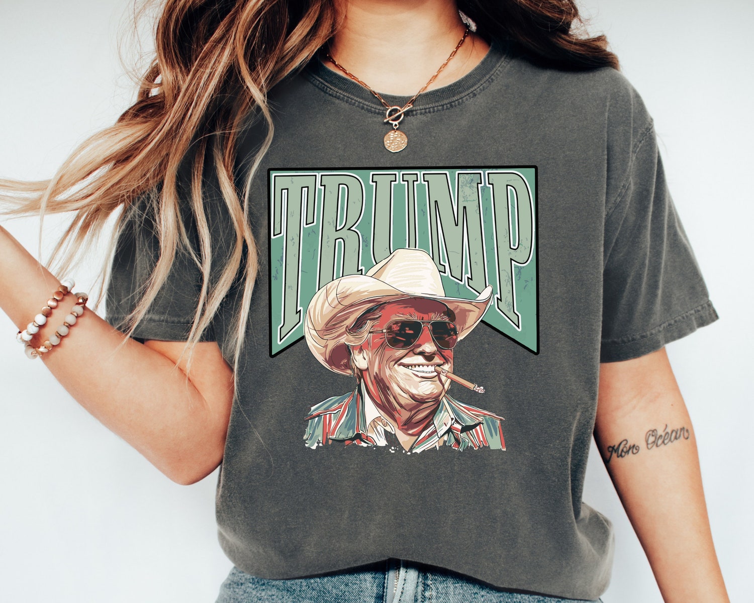 Western Trump Cowboy Tee | Make America Great Again | Funny Trump Republican Shirt image 1