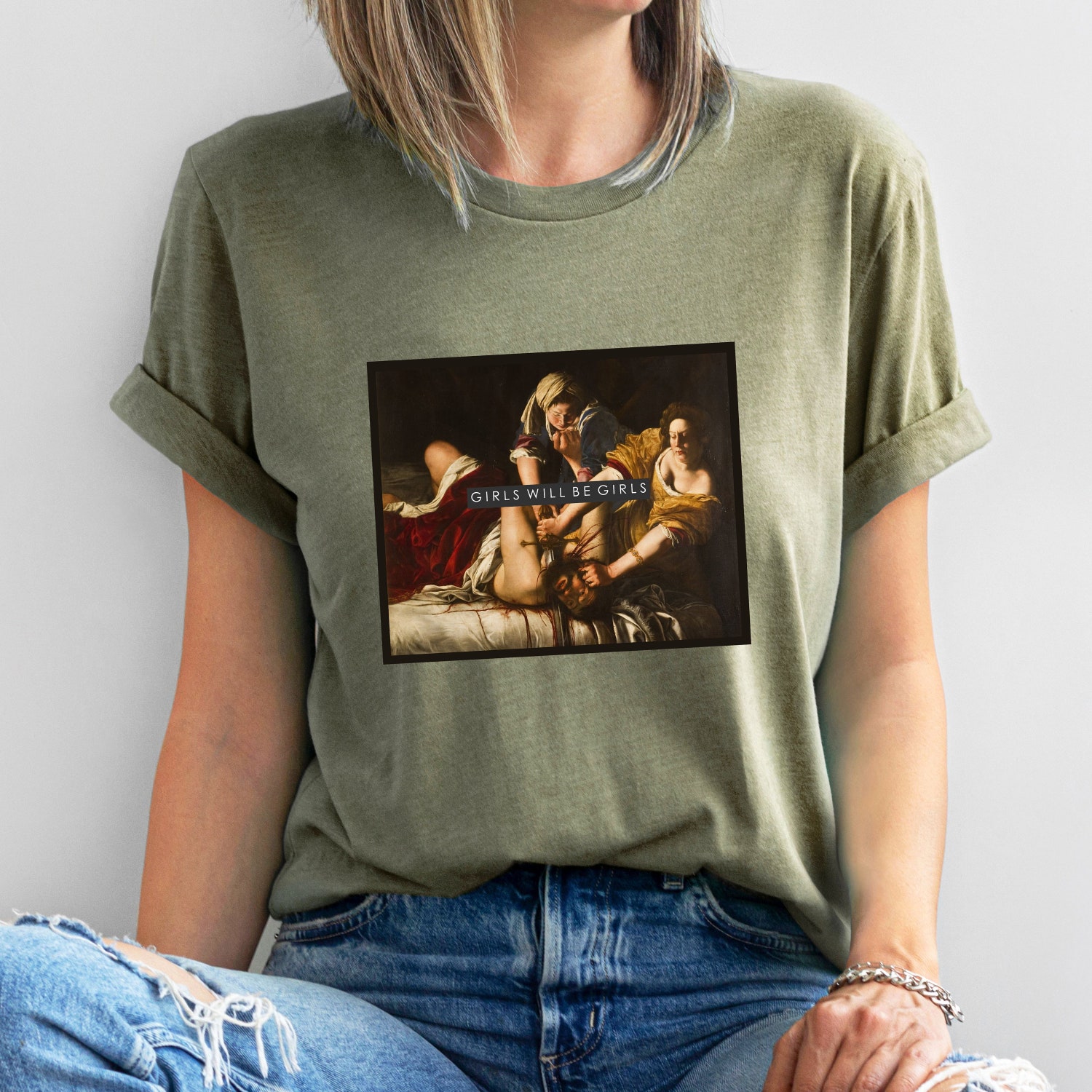 Girls Will Be Girls Crop Tee - Judith Beheading Holofernes - Feminist Boxy Shirt - Girl Power image 1