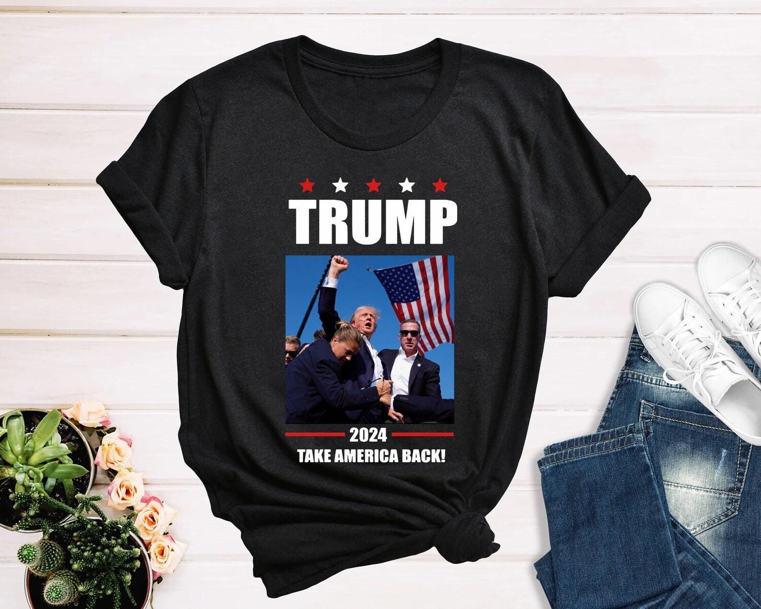 Trump 2024 Survivor T-Shirt | Republican Supporter Tee | Take America Back Shirt image 0