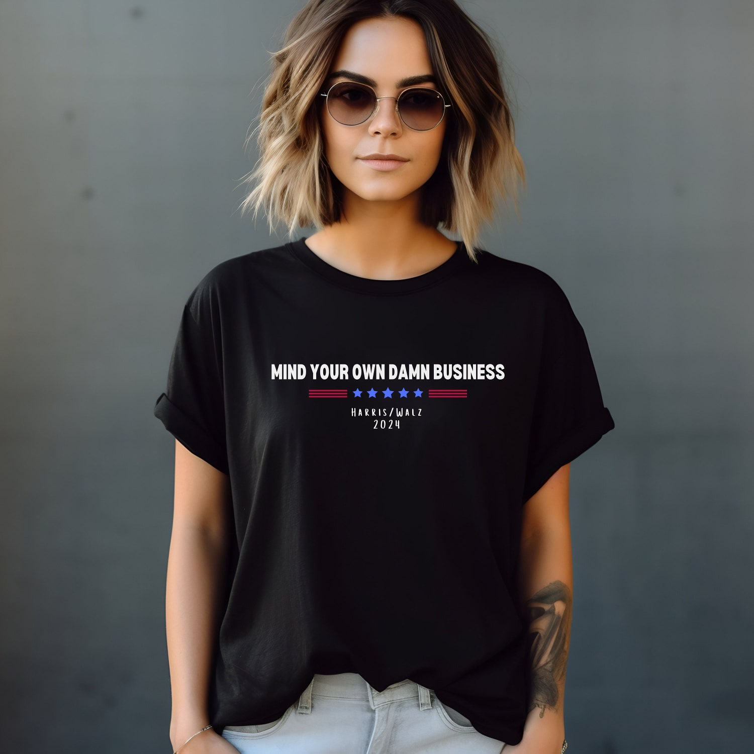 Mind Your Own Damn Business T-Shirt Kamala Harris Activist Shirt Political Statement Tee image 2