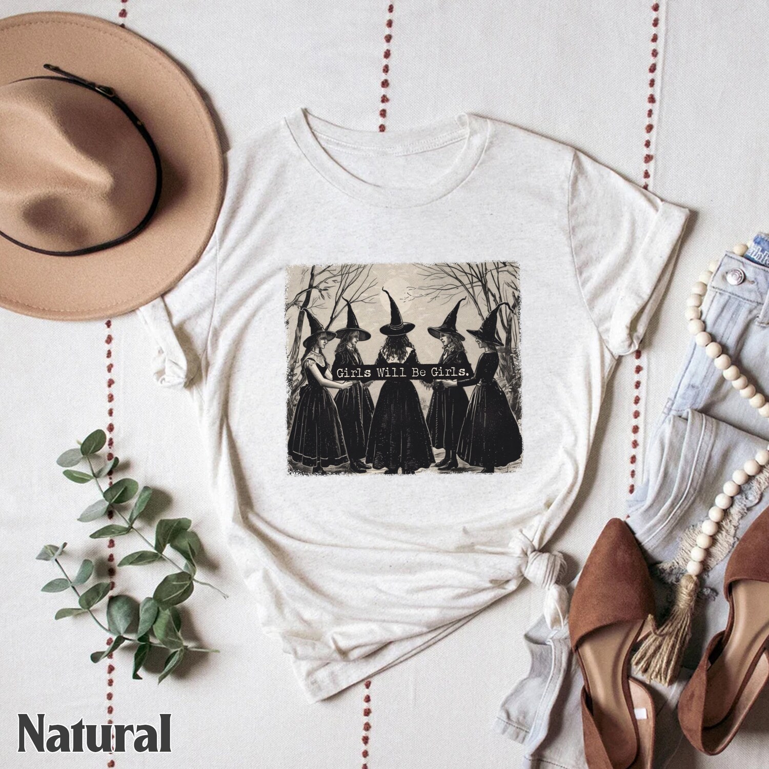 Girls Will Be Girls Witch Shirt - Funny Halloween Women Shirt - Witchy Vibes Vintage Tee image 4