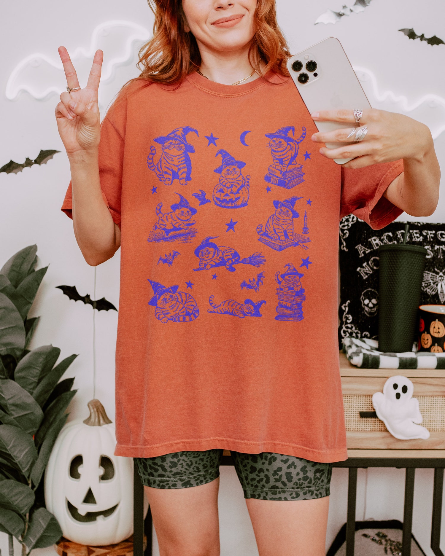 Retro 90s Cat Witch Halloween Shirt - Funny Vintage Witch Cat Tee for Halloween Cat Lovers - Unisex Comfort Colors T-Shirt image 6